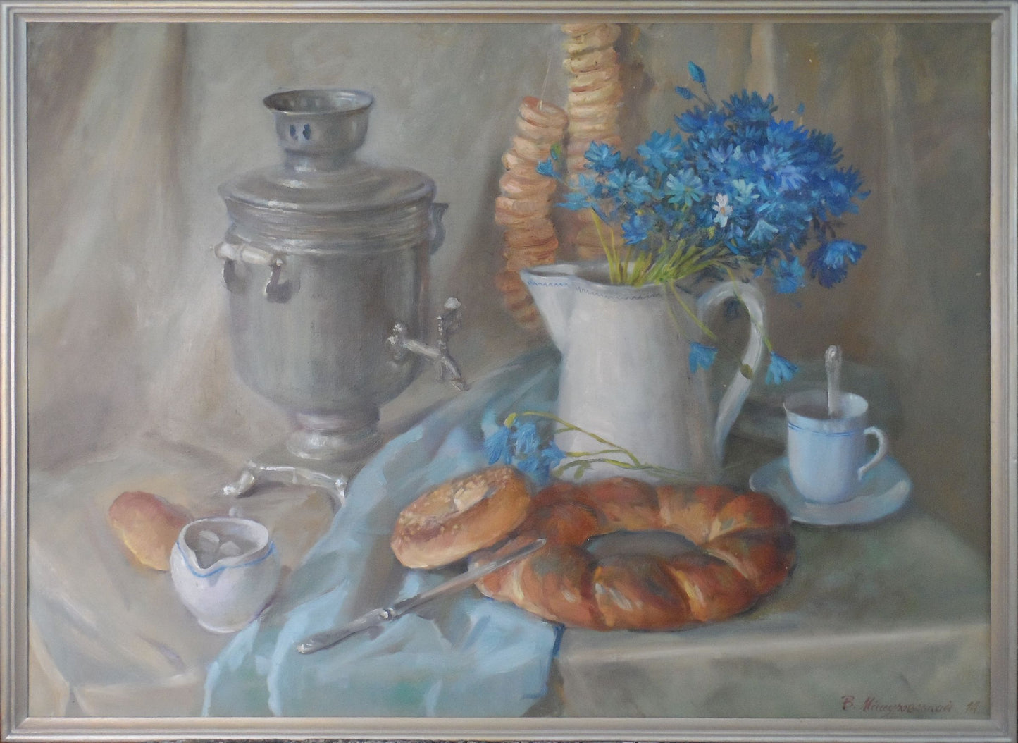 Oil painting Still life with cornflowers Mishurovsky V. V.