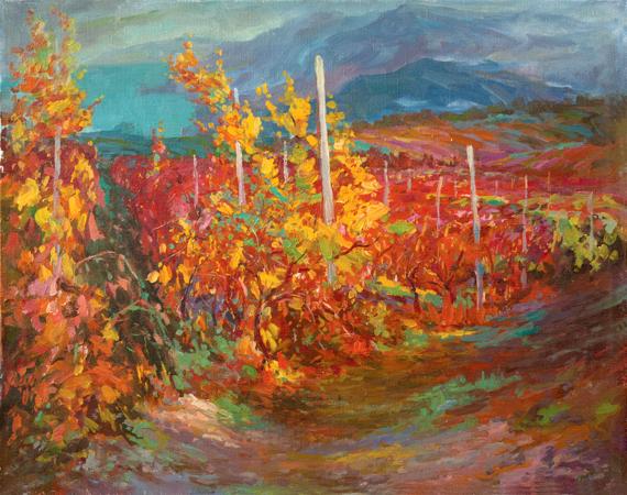 Oil painting Red vineyard Levichev Anatoly