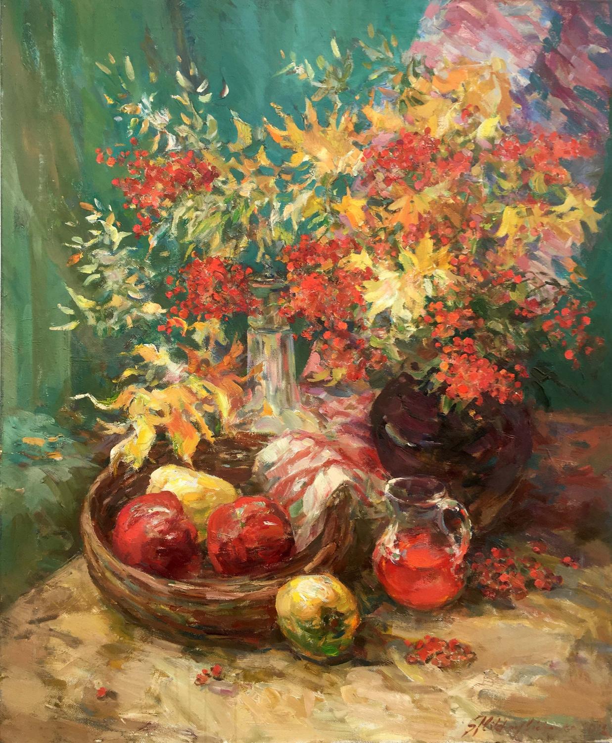 Autumn still life oil painting