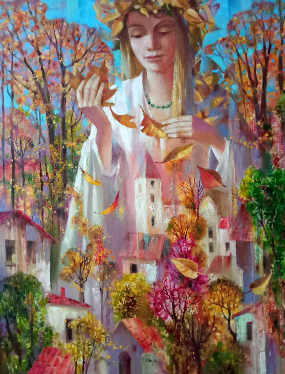 Abstract oil painting Autumn Skyline Muse Anatoly Tarabanov