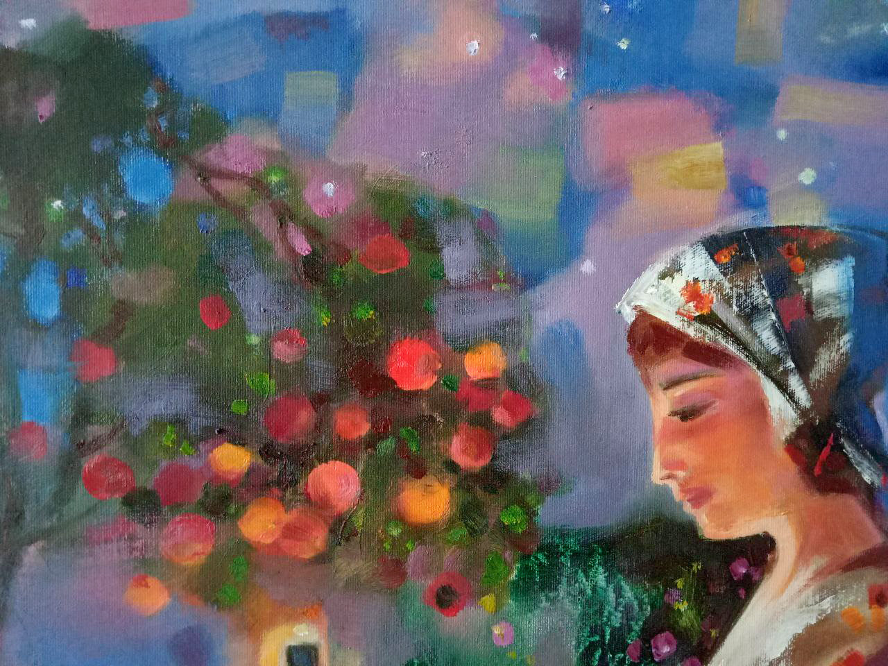 Abstract oil painting Summer night Anatoly Borisovich Tarabanov