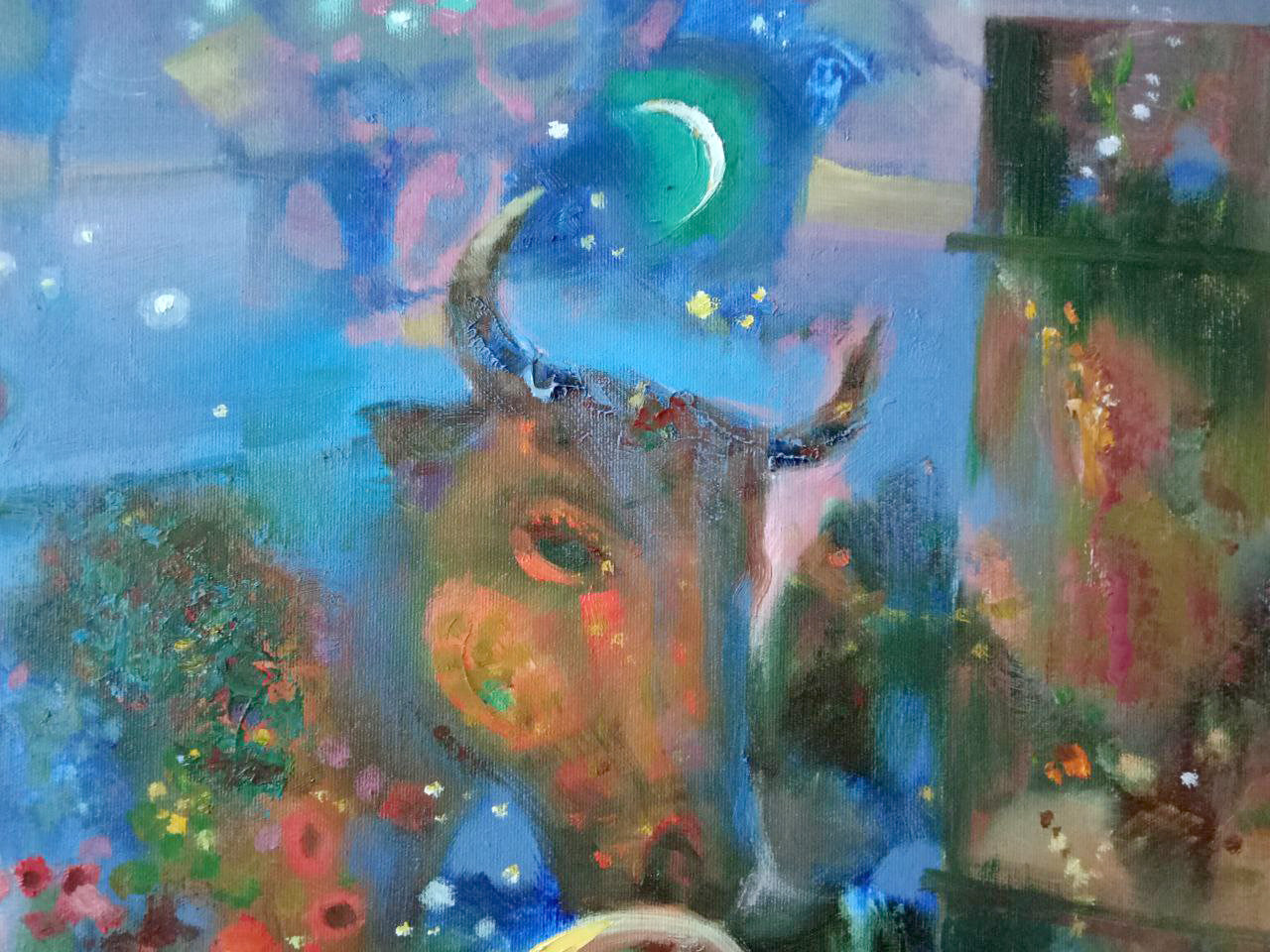 Abstract oil painting Summer night Anatoly Borisovich Tarabanov
