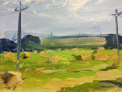In Bloshenko's oil painting, the summer sun illuminates the landscape with a radiant glow