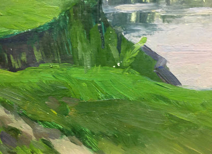 Oil painting River landscape Bloshenko Anatoly Mikhailovich