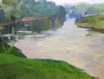 Oil painting River landscape Bloshenko Anatoly Mikhailovich