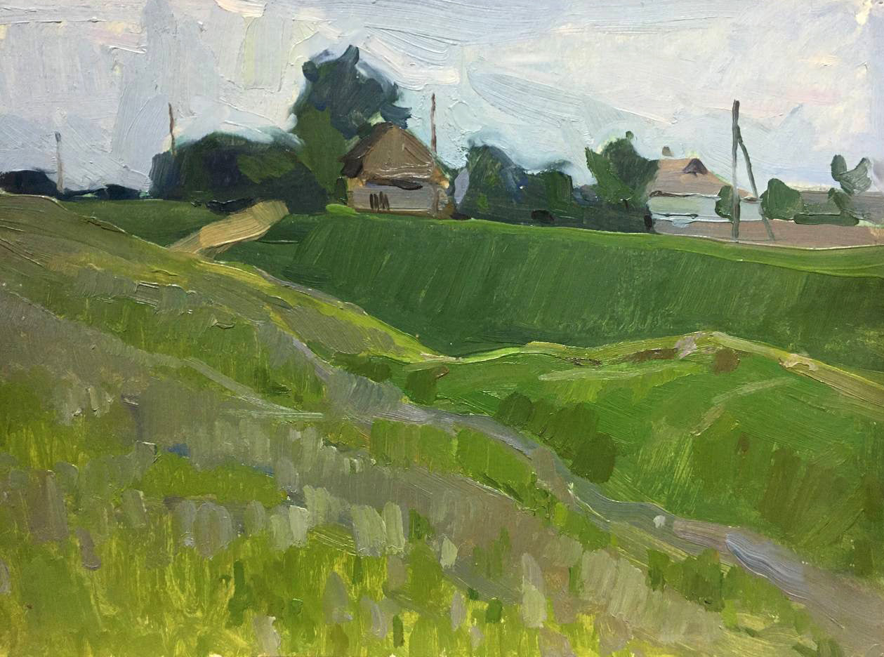 Oil painting Outskirts of the village Bloshenko Anatoly Mikhailovich
