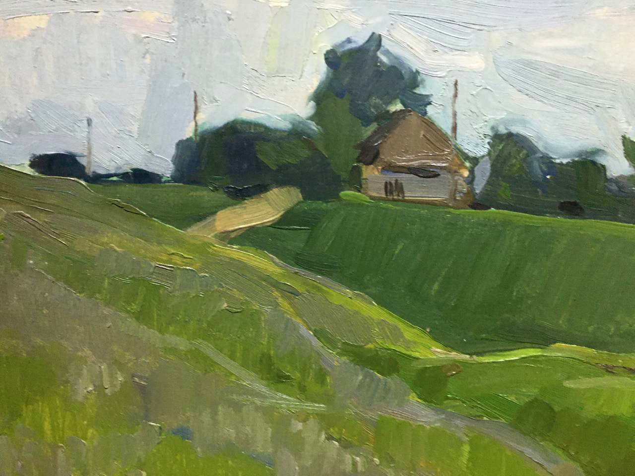 Oil painting Outskirts of the village Bloshenko Anatoly Mikhailovich