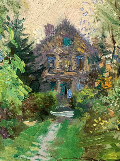 Oil painting House in the woods Zaretskyi Viktor