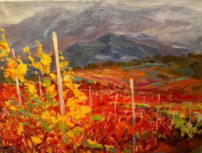 Oil painting Red vineyard Levichev Anatoly
