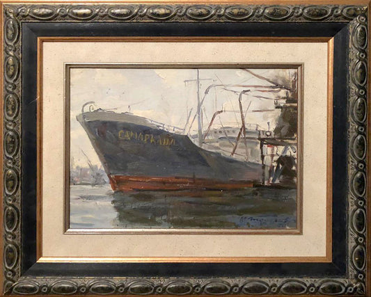 Oil painting By the port Todorov Mikhail Dmitrievich