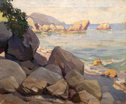 Oil painting Rocky coast