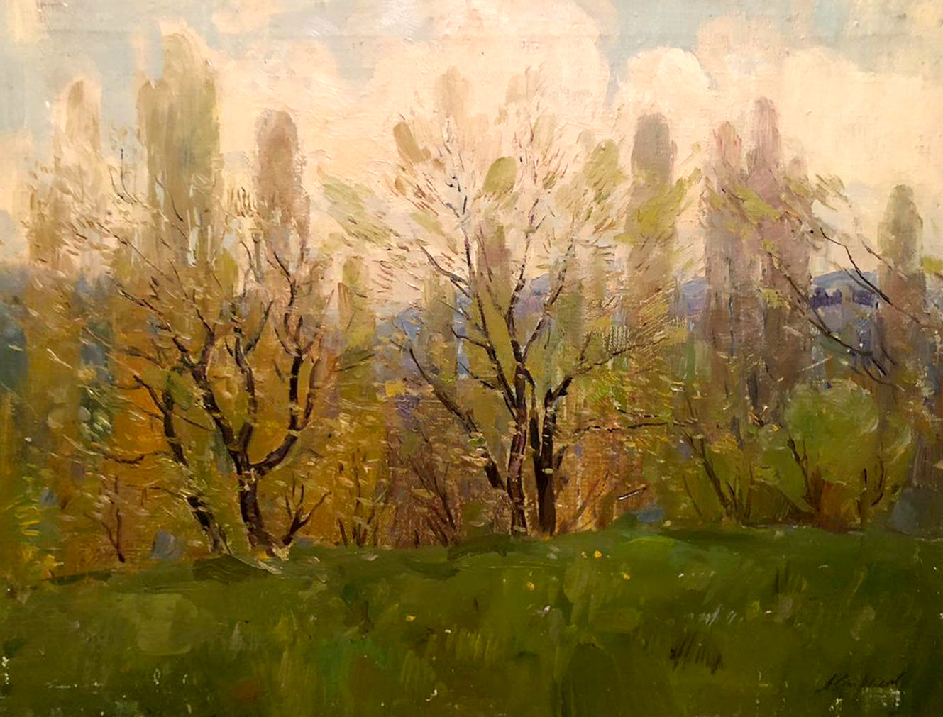 Oil painting First greens Strelov Arkady Efimovich