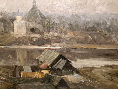 Oil painting Volkhov village Zhezher Anatoly Mikhailovich
