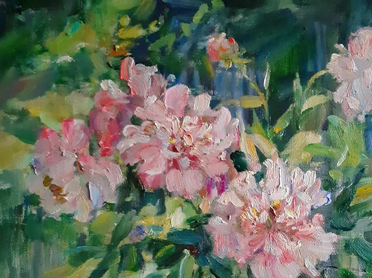 Oil painting Summer flowers still life  