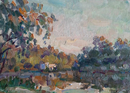 Oil painting Morning river landscape Ivan Kovalenko