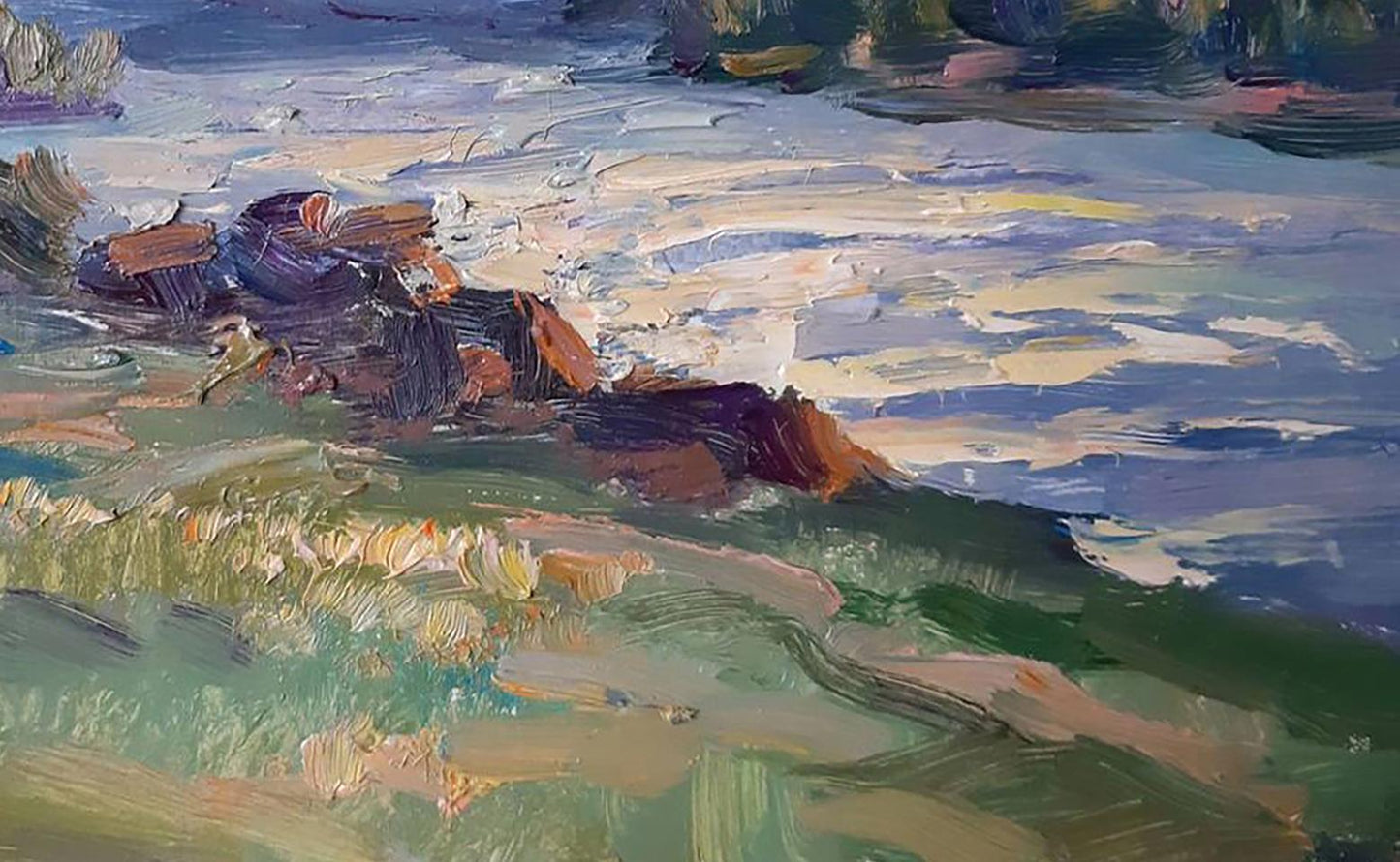 Oil painting Enjoying a walk near the river Ivan Kovalenko