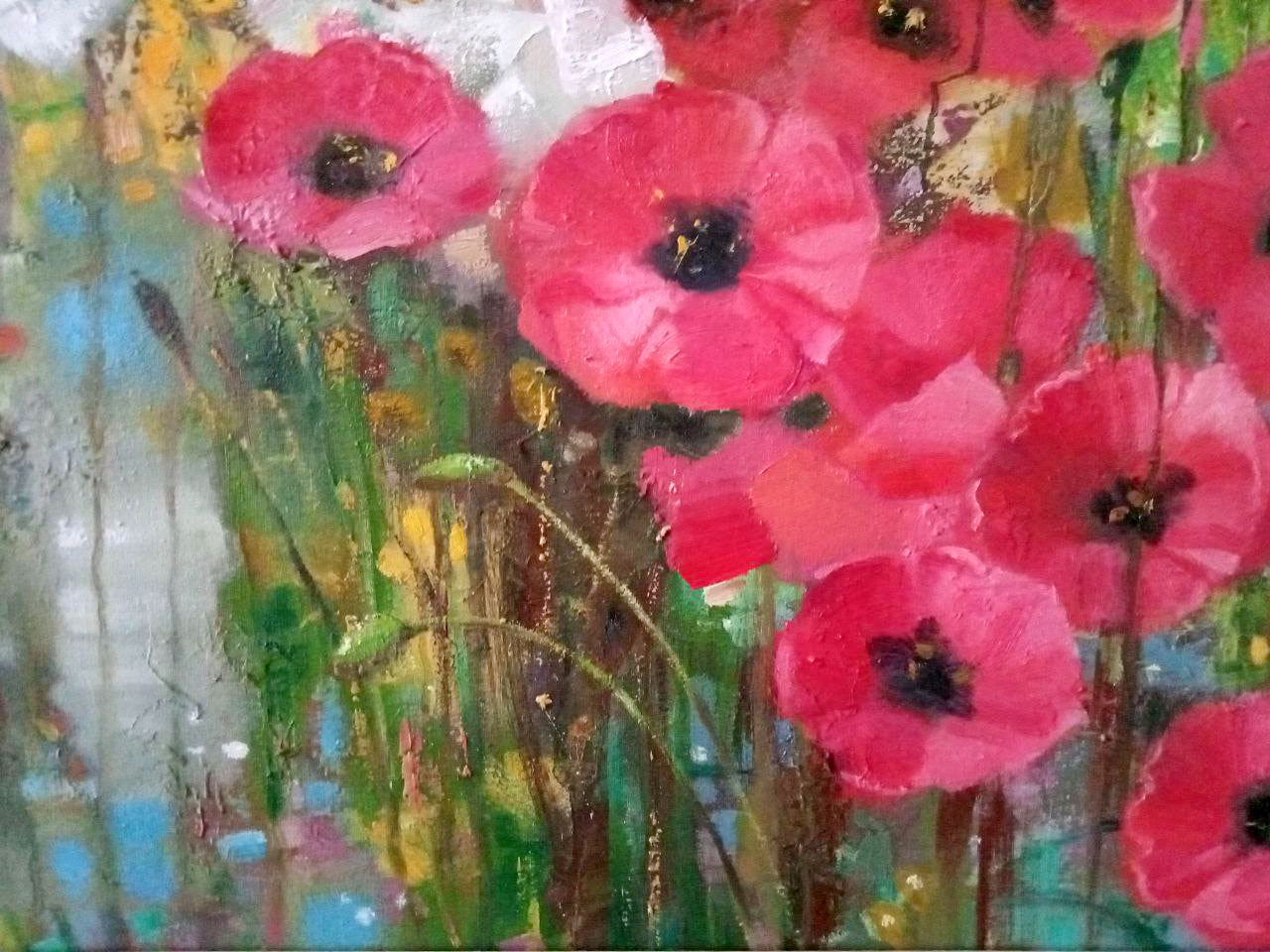 Abstract oil painting Poppies Anatoly Borisovich Tarabanov
