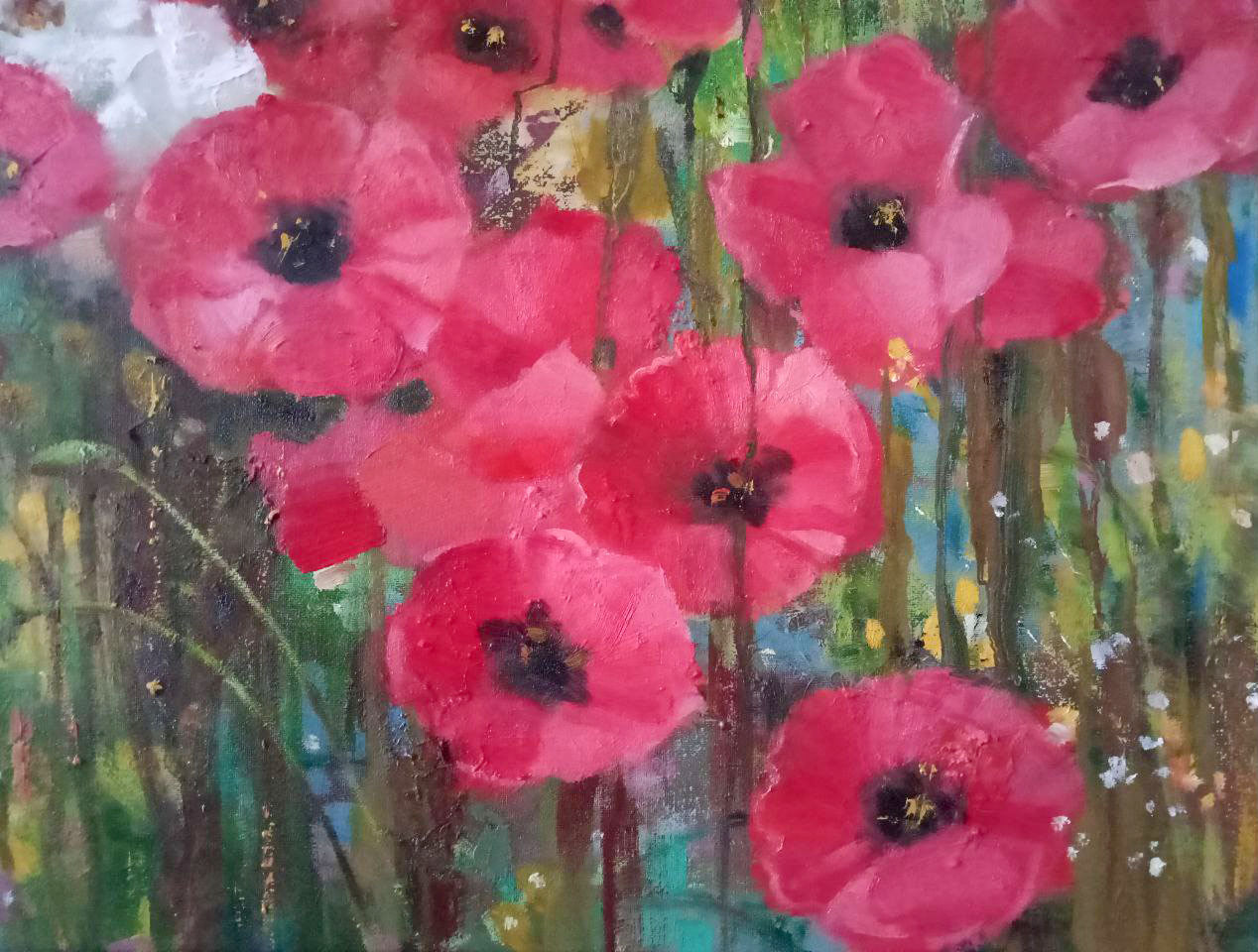 Abstract oil painting Poppies Anatoly Borisovich Tarabanov