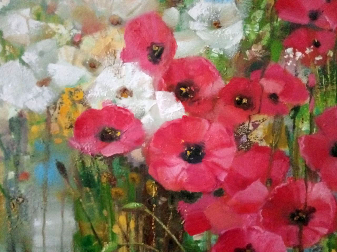 Abstract oil painting Poppies Anatoly Borisovich Tarabanov
