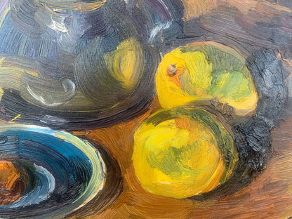 Oil painting titled "Still Life with Lemons" by Irina Palashchenko