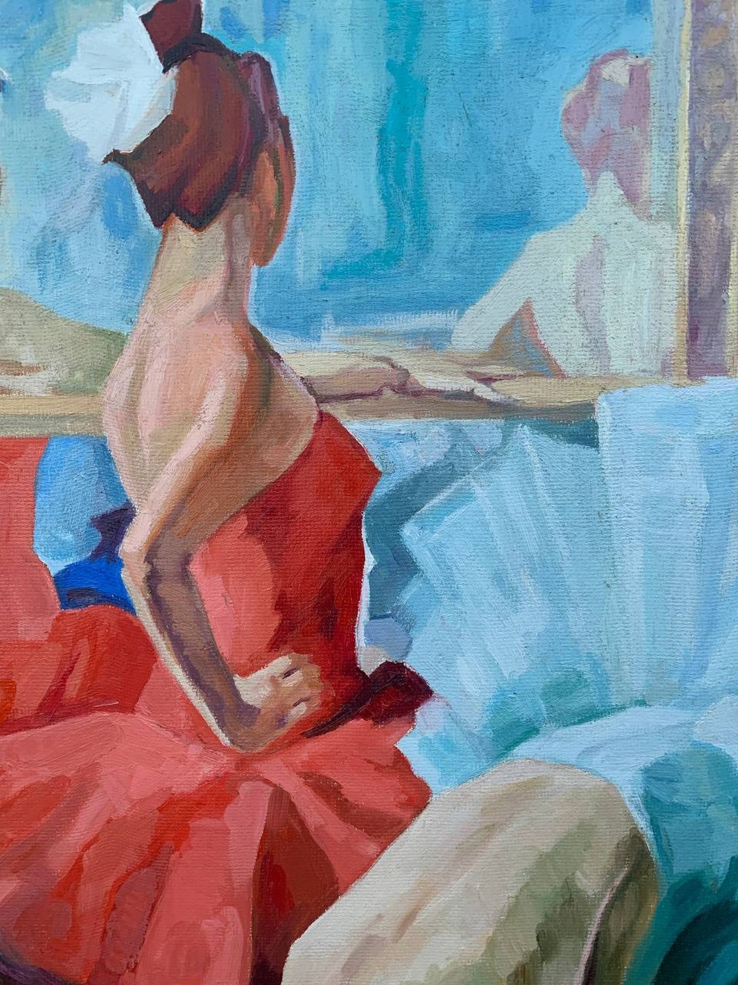 In L.K.'s oil painting, the beauty of ballerinas is portrayed with skillful brushwork