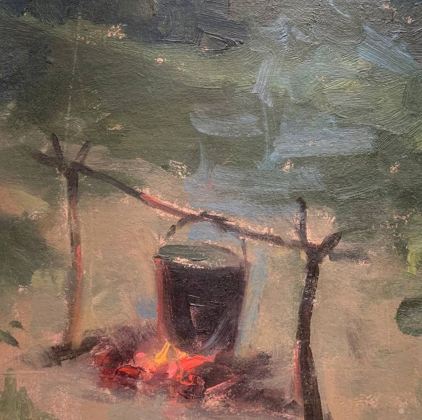 Oil painting At the fire Igor Korotkov