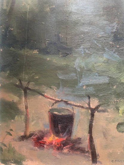 Oil painting At the fire Igor Korotkov