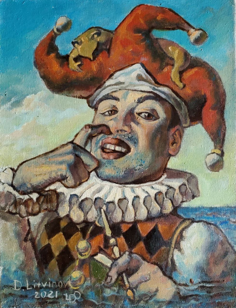 Oil painting Portrait of a jester Litvinov Daniil Olegovich