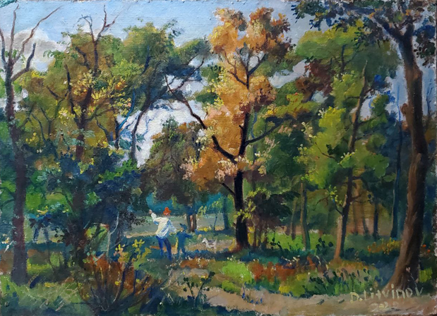 Oil painting Autumn in the park Litvinov Daniil Olegovich