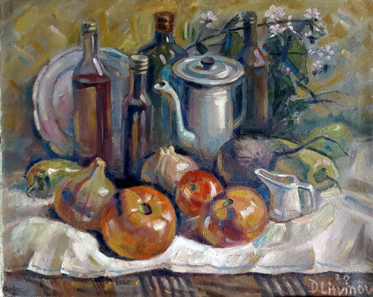 Oil painting Still life with tomatoes Litvinov Daniil Olegovich