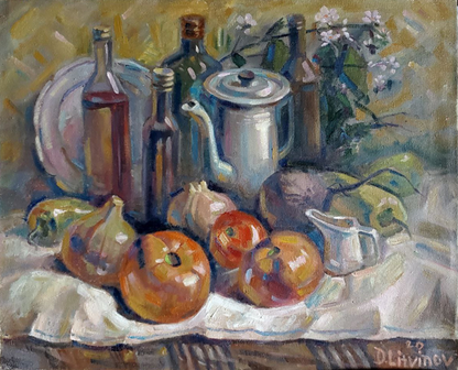 Oil painting Still life with tomatoes Litvinov Daniil Olegovich