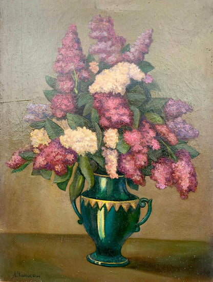 Oil painting Still life with lilac Leonid Ilyich Chichkan