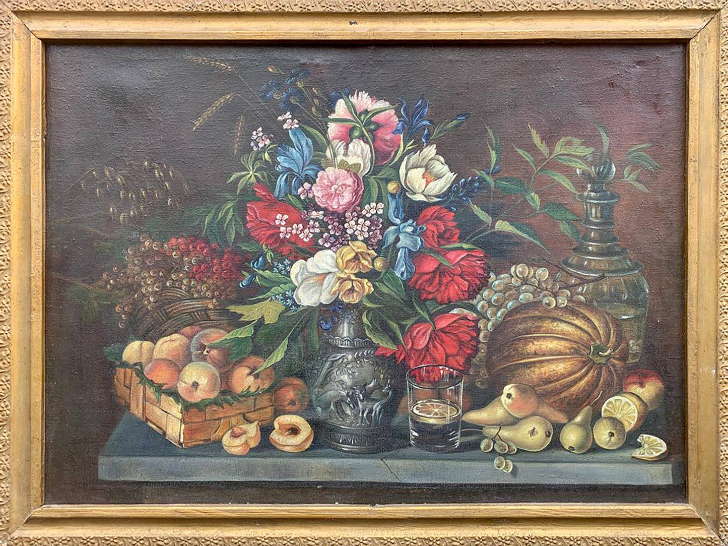 Oil painting Flowers and fruits Unknown artist