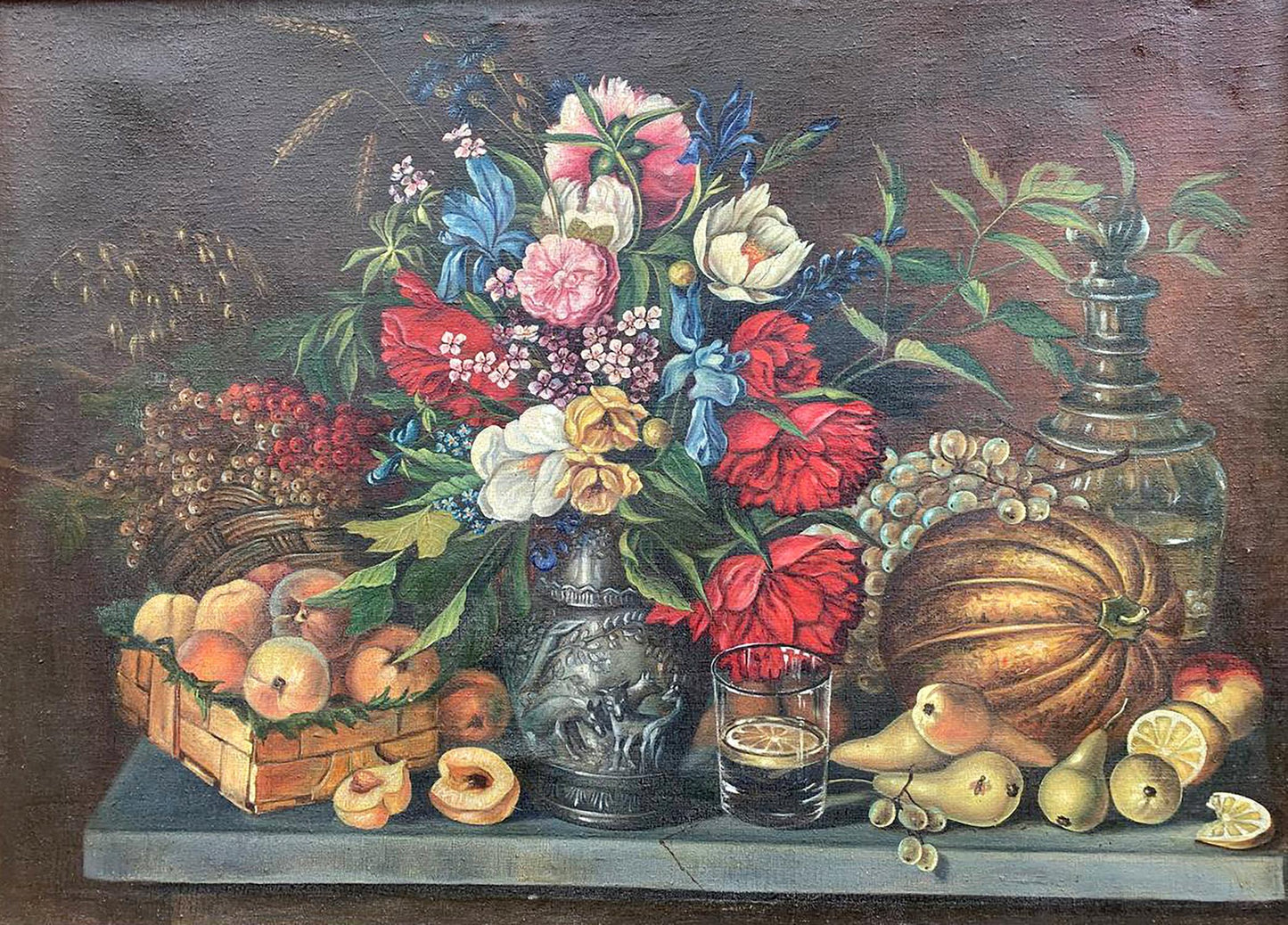 Oil painting Flowers and fruits Unknown artist