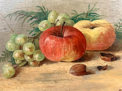 Oil painting Grapes and apple Pivovar