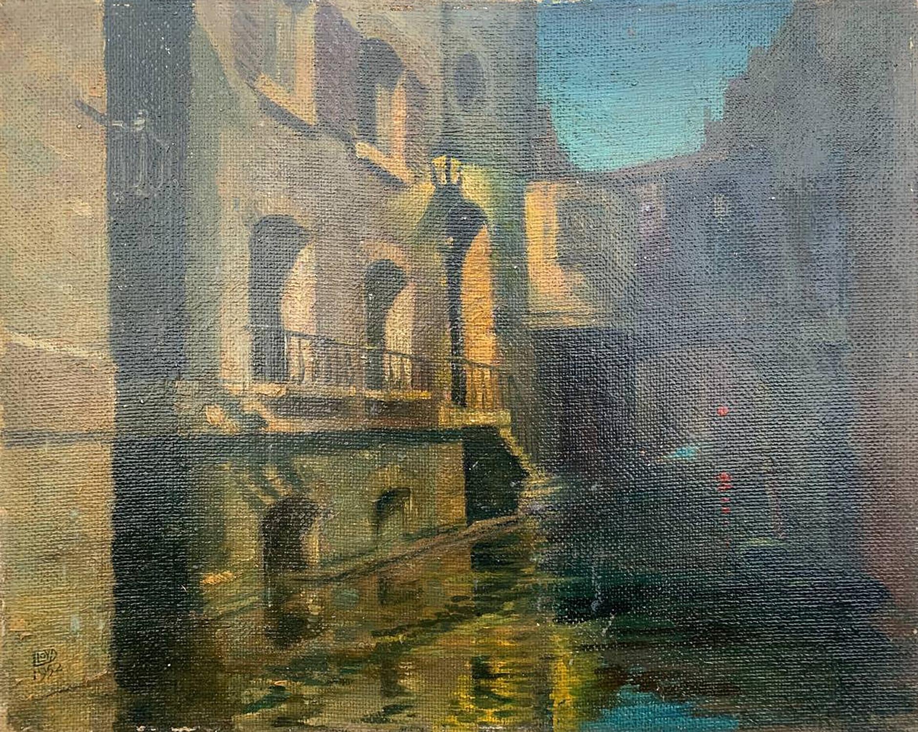 Oil painting Black Canal in Venice L. Loyd