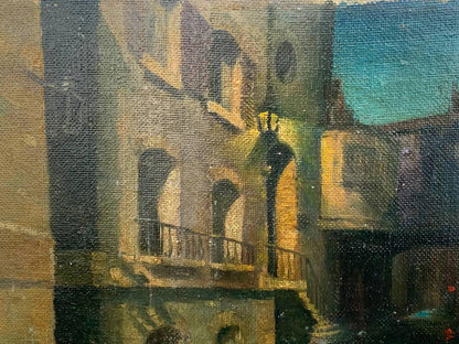 Oil painting Black Canal in Venice L. Loyd