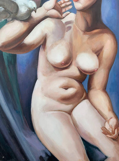 Oil painting lady with dove Mikhailichenko Sergey Viktorovich