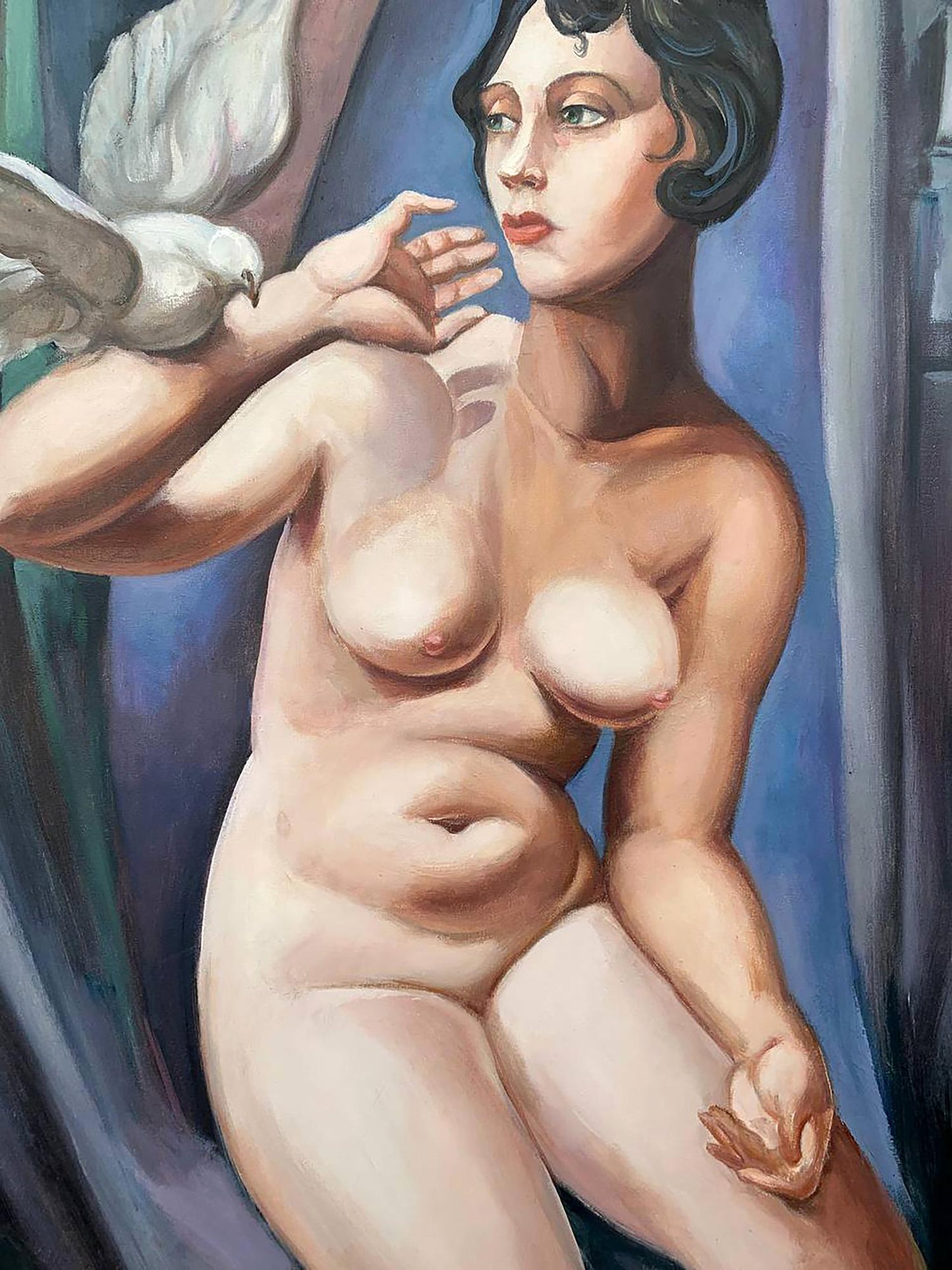 Oil painting lady with dove Mikhailichenko Sergey Viktorovich