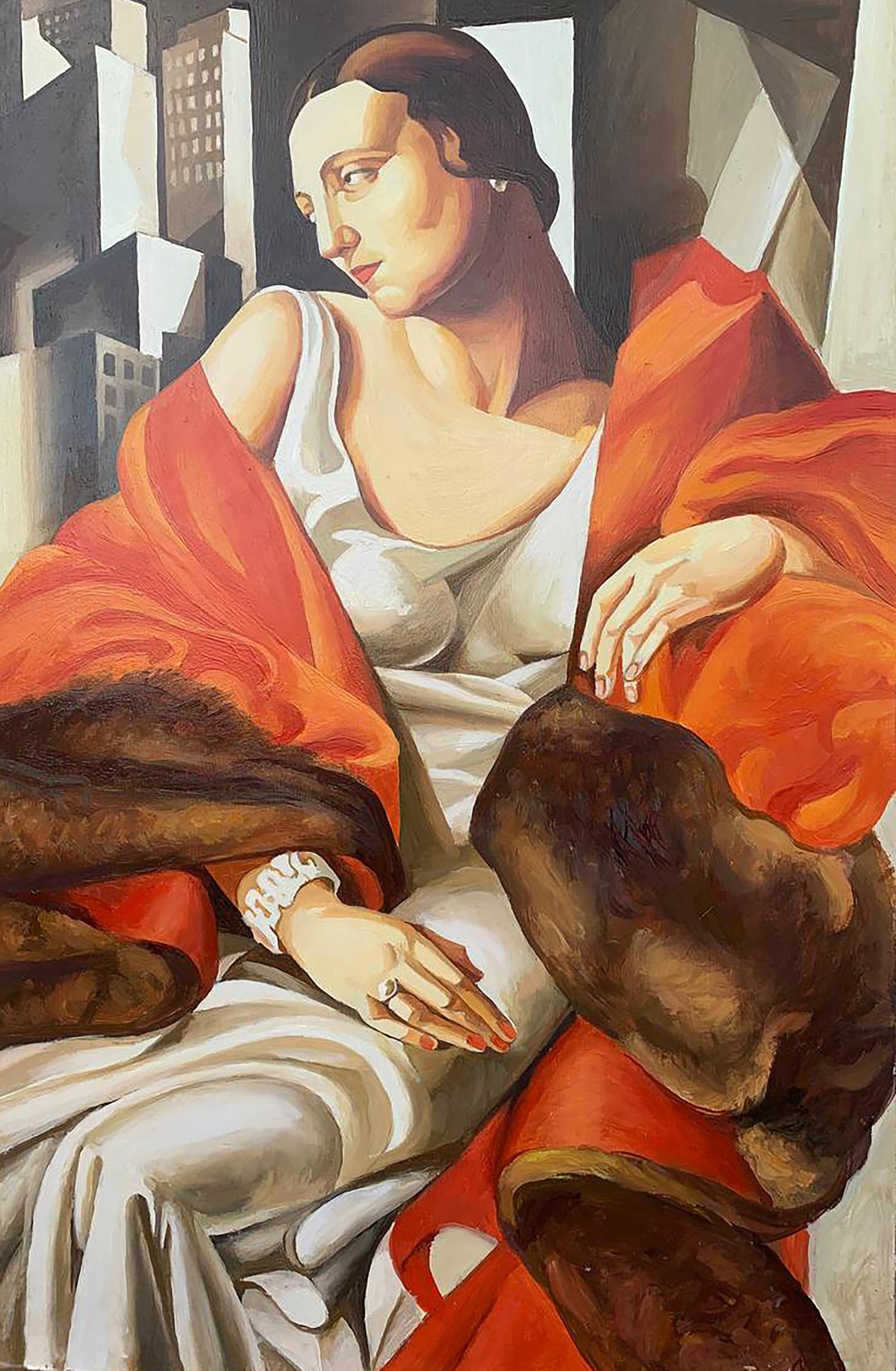 Oil painting Woman in furs V. Konotopsky
