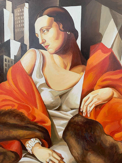 Oil painting Woman in furs V. Konotopsky