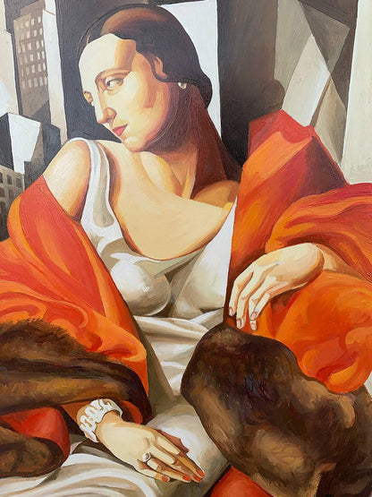 Oil painting Woman in furs V. Konotopsky