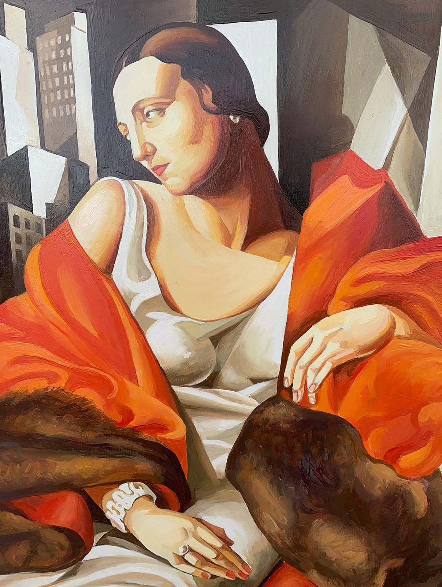 Oil painting Woman in furs V. Konotopsky