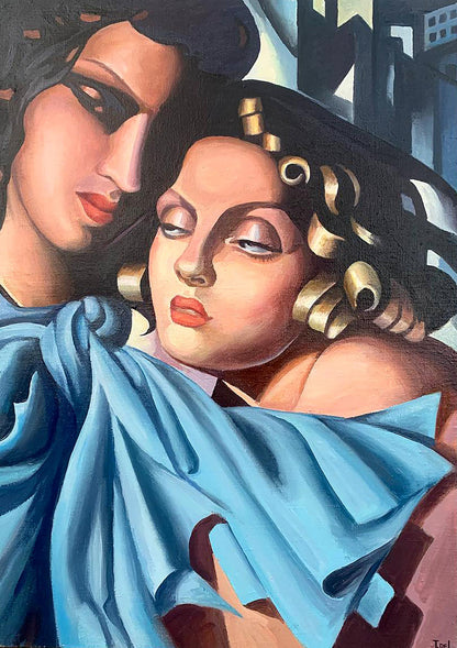 Oil painting Two girls V. Konotopsky