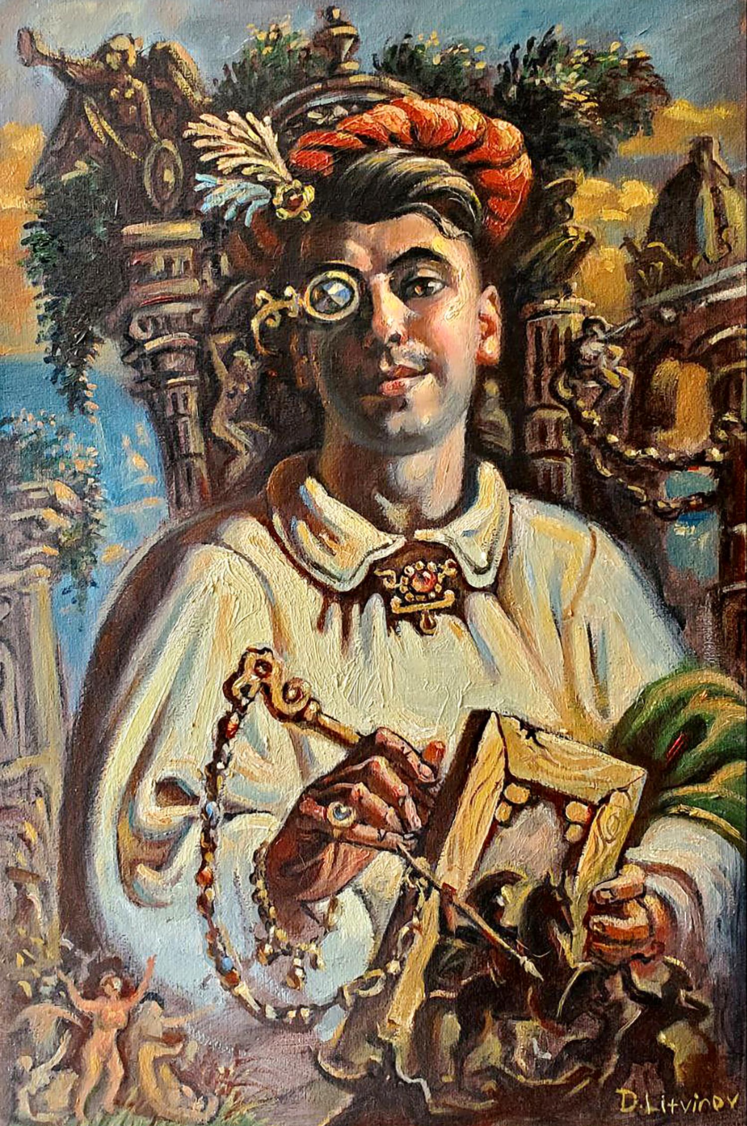 Oil painting Self-portrait in front of the ruins Litvinov Daniil Olegovich