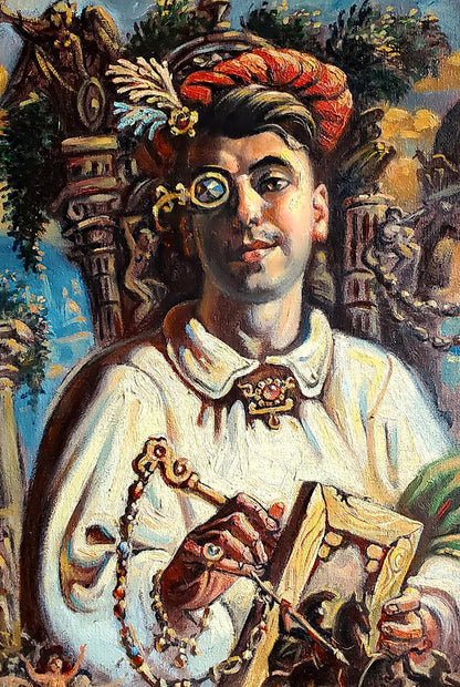 Oil painting Self-portrait in front of the ruins Litvinov Daniil Olegovich