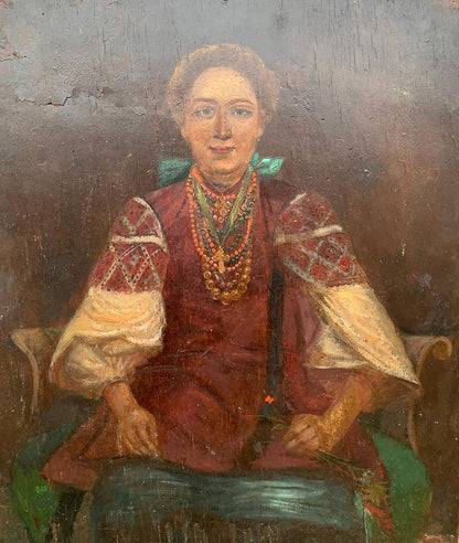 Oil painting Ukrainian woman in national costume Unknown artist