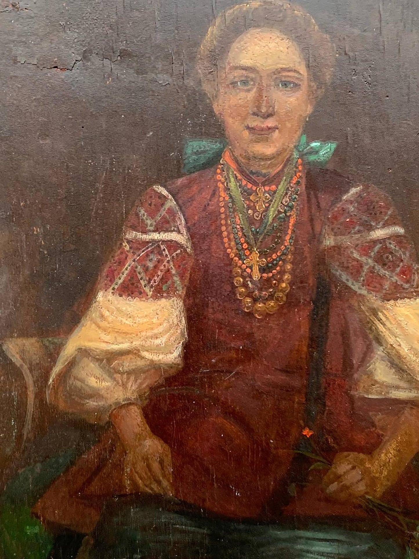 Oil painting Ukrainian woman in national costume Unknown artist