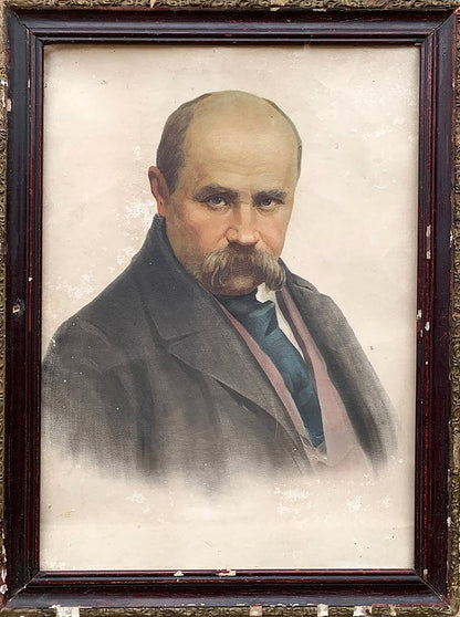Dry brush painting Portrait of Shevchenko T. G.