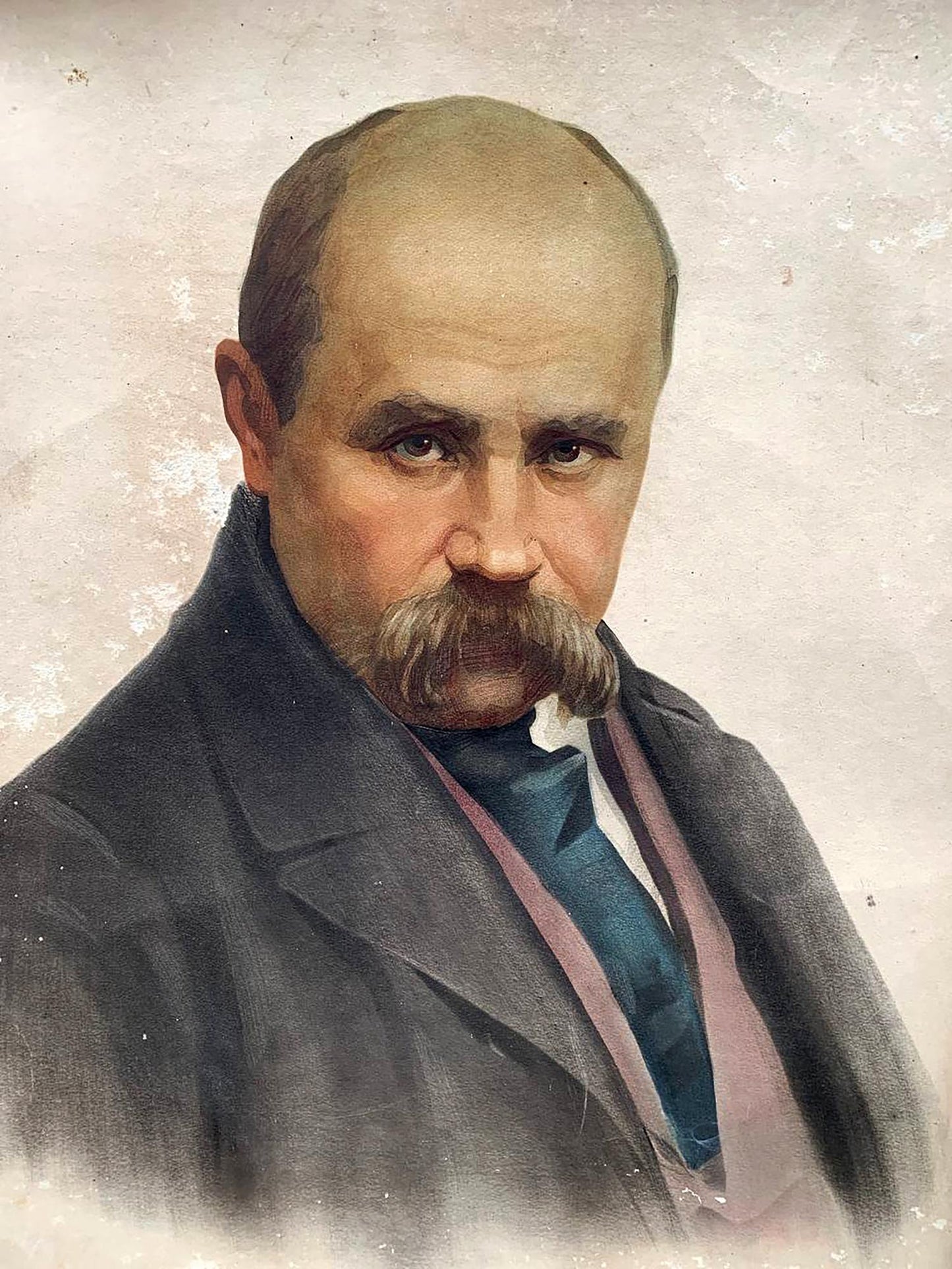 Dry brush painting Portrait of Shevchenko T. G.